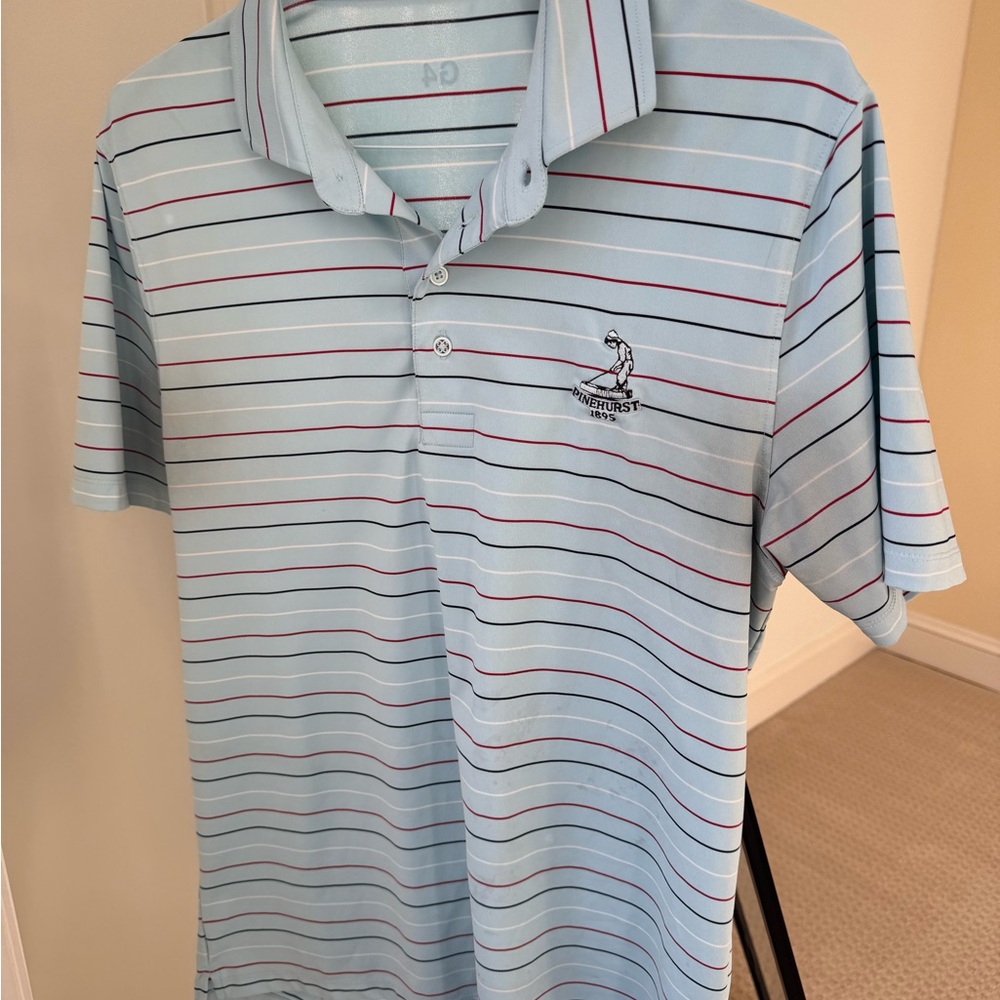 Men's Light Blue Striped Pinehurst Polo Shirt